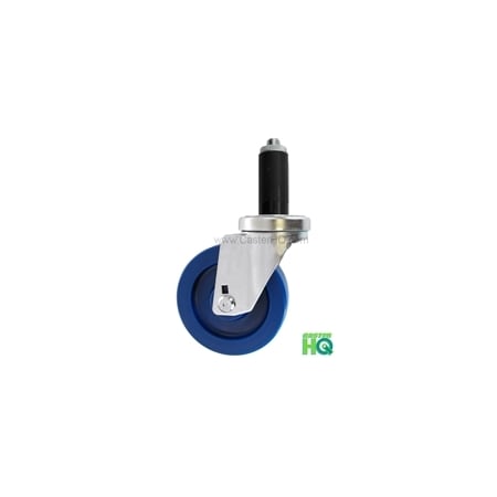 Casterhq 3"x1-1/4" Swivel Caster, Blue Solid Polyurethane Wheel, 1-1/8" Exp HDLDBSP314-118